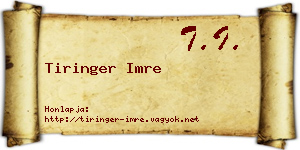 Tiringer Imre névjegykártya